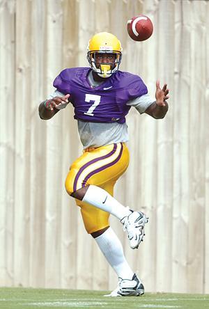CRYSTAL LoGIUDICE / The Daily Reveille LSU linebacker Ali Highsmith performing a drill at fall practice. Highsmith is the lone returning starter at linebacker.