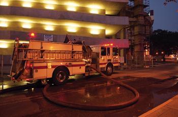 Hours later, firefighters were still working to ensure the fire in Tiger Stadium was extinguished.