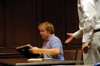 SG Sen. Heath Hattaway, left, ignores a handshake offered by SG Solicitor General Josh Melder after court proceedings on Friday, Sept. 1. Melder accused Hattaway of not meeting SG eligibility requirements.