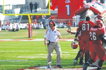 Fresno State football coach Pat Hill has guided the Bulldogs to a 73-47 record in 10 seasons. As the face of the Bullldogs program, Hill has helped it receive extensive national attention with his anybody, anywhere, anytime attitude.