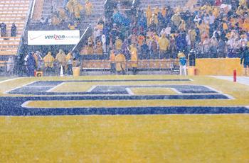 Rain falls on the field in Tiger Stadium before the Tigers game against Fresno State on Oct. 21. LSU has the sixth largest stadium in the nation with a capacity of 92,400. Tennessee's Neyland Stadium ranks third in capacity at 104,079.