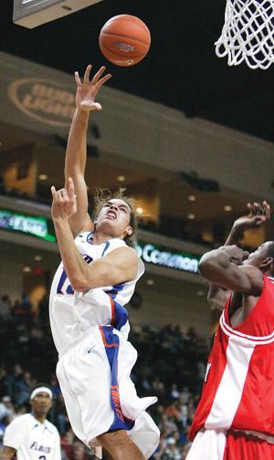 Florida forward Joakim Noah puts up a shot Nov. 24 in the Gators' 101-68 win over Western Kentucky University in the Las Vegas Invitational basketball tournament on Nov. 24.