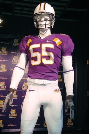 The purple jerseys LSU will wear benefit the recovery efforts in New Orleans.