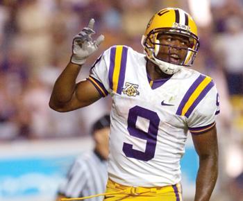 Sophomore Charles Scott strolls into the endzone Saturday for a touchdown in the first half of LSU's 44-0 win against Middle Tennessee in Tiger Stadium. Scott is one of five runningbacks who have helped LSU gain 231 rushing yards per game, ranking No. 17 nationally.