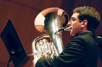 Danny Chapa performs a euphonium recitalat the School of Music's Recital Hall on Monday night.