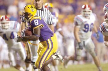 Sophomore running back Trindon Holliday carries the ball against Louisiana Tech.