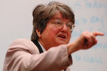 Sister Helen Prejean speaks Monday at the Paul M. Hebert Law Center.