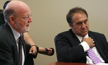 (Left to right) Jack Hamilton, dean of the Manship School of Mass Communication, and Bill Funk, head of R. William Funk &amp; Associates, hold a meeting Monday for the selection of the new chancellor.