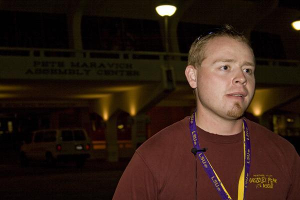 Judson Moore, University alumni, volunteered to help at the PMAC. He started work Sunday and is expected to continue until Tuesday morning.