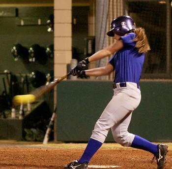 Junior Rachel Mitchell bats during the LSU-Southeastern Louisiana softball scrimmage Wednesday evening. The Tigers defeated the Lions, 15-5.