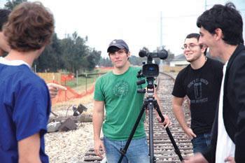 Garick Giroir, mass communication junior, and his crew of actors film a scene for their latest movie, &#8220;Code Purple.&#8221;