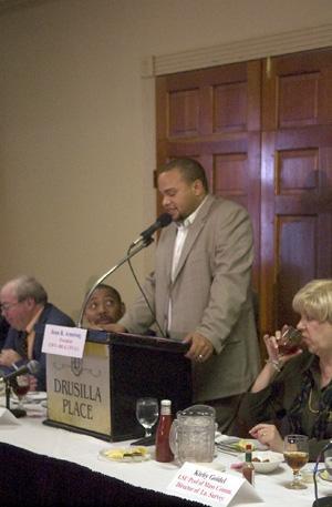 Britton Loftin, executive director of the Louisiana Democratic Party, speaks to the League of Women Voters on Thursday.