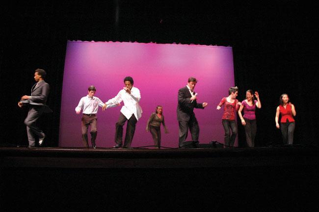 Dancers of &#8220;Tap City&#8221; perform Saturday night at Independence Park Theatre.