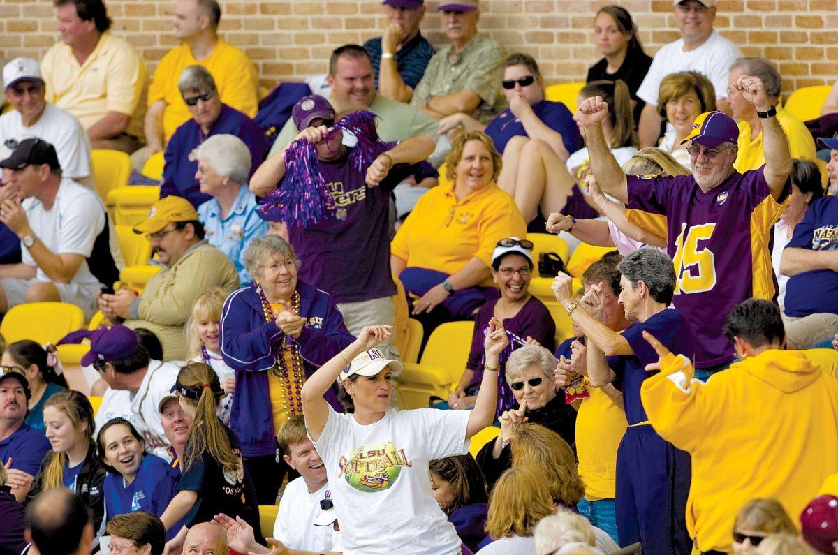 Fans cheer on the Tigers at Tiger Park during their game Saturday against Texas A&amp;M. LSU won the game, 6-5.