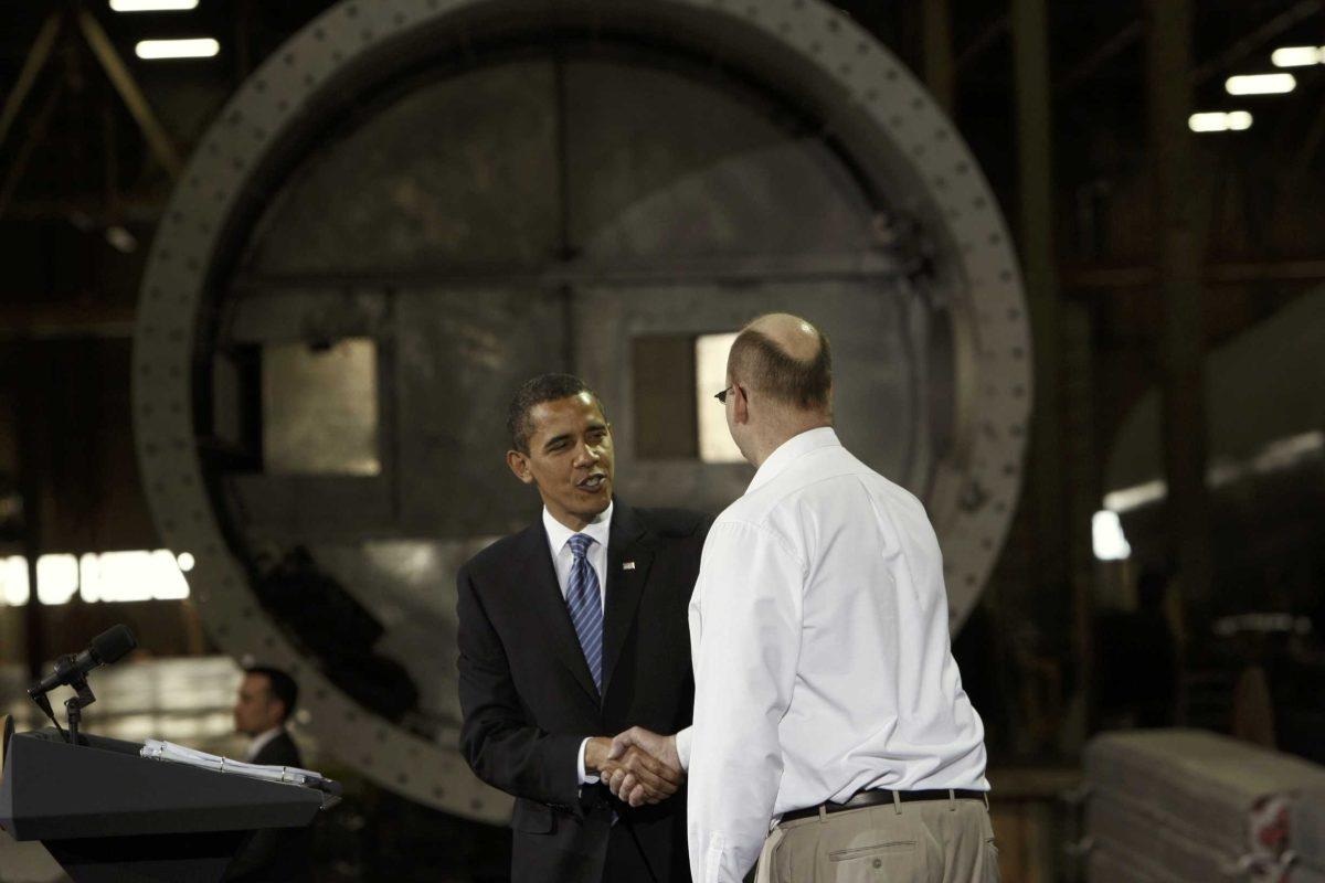 President Obama gestures while speaking about his alternative energy plan Wednesday in Newton, Iowa.