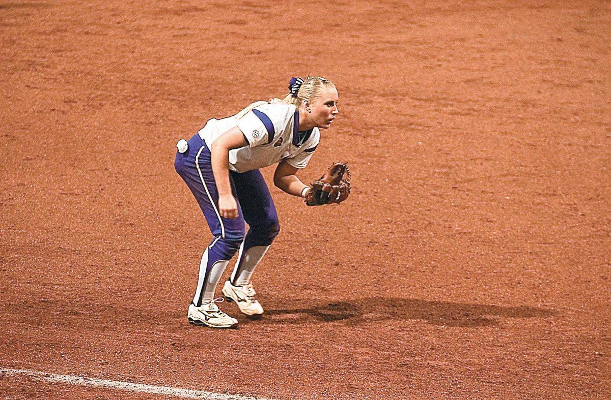 LSU freshman pitcher Brittany Mack prepares to pitch in the top of the sixth inning during the Tigers&#8217; 4-3 win against Baylor on March 11.