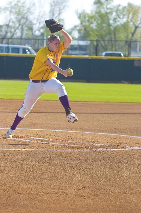 Junior pitcher Cody Trahan delivers a pitch March 18 in the first game of a doubleheader against Alabama.