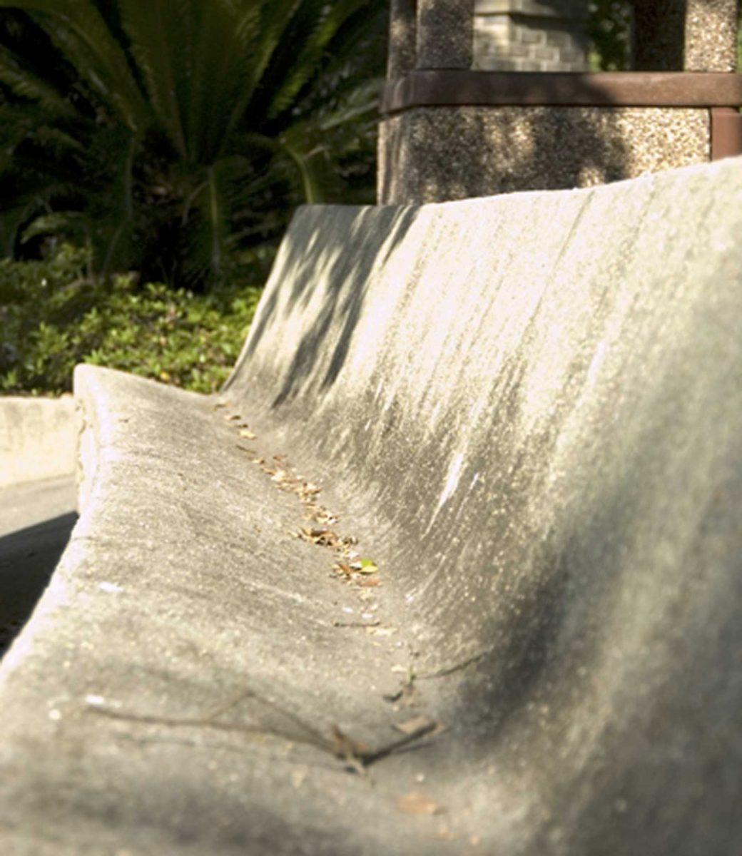 One of the concrete pews in the Greek Amphitheatre.