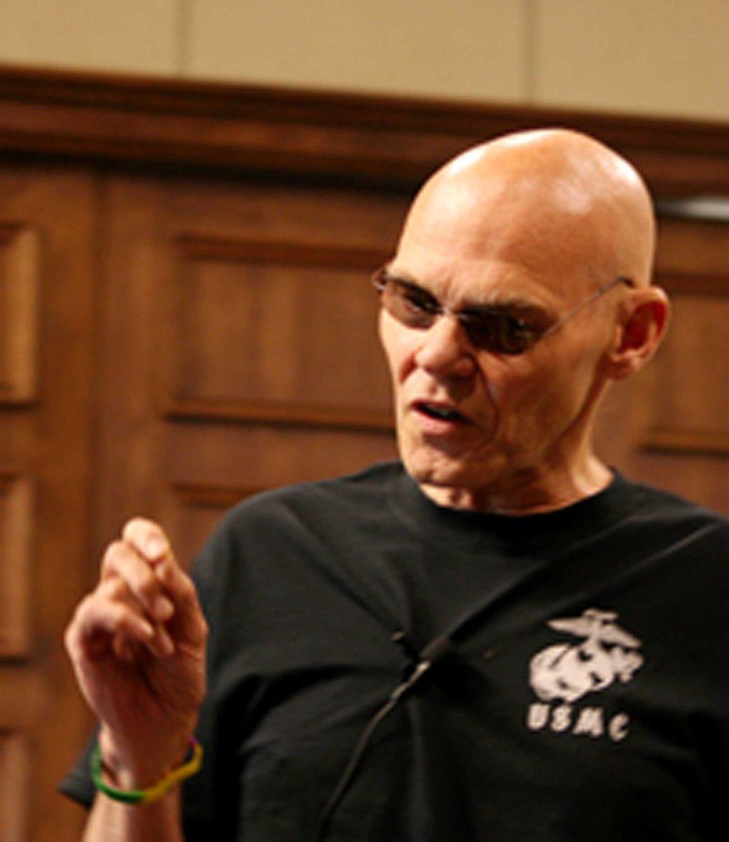 James Carville speaks to students about budgetary concerns Friday, April 24, 2009, in the Journalism Building.