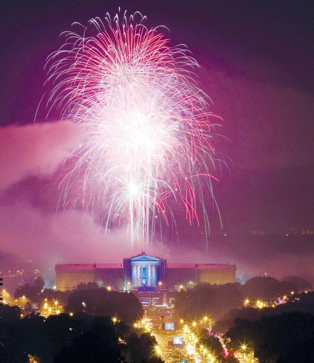 Fireworks burst in the sky July 4, 2008, over the Philadelphia Museum of Art on Ben Franklin Parkway in Philadelphia.