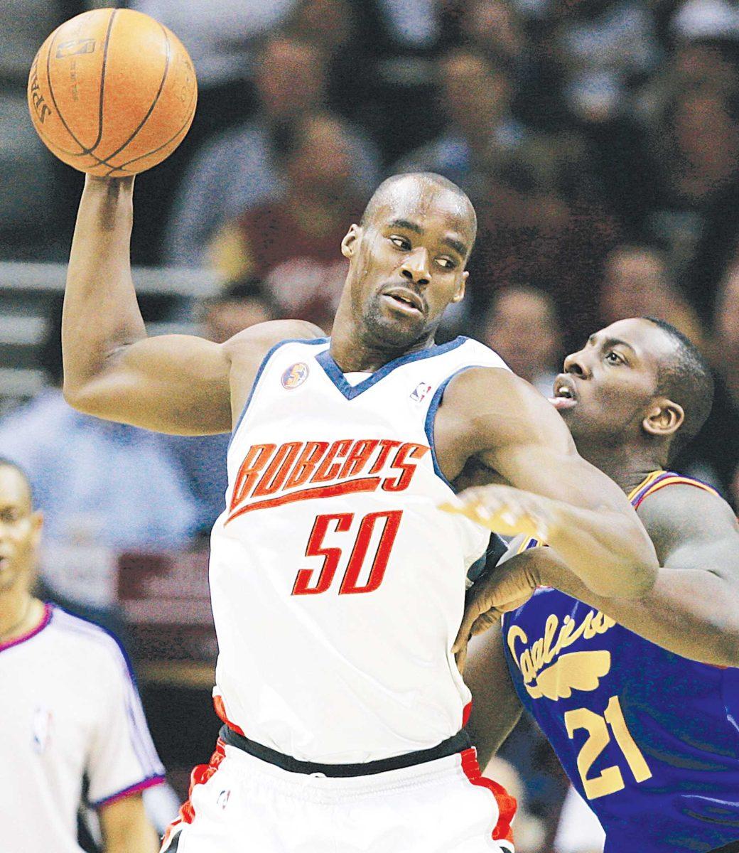 Former Charlotte Bobcat Emeka Okafor posts up the Cavalier&#8217;s J.J. Hickson on Jan. 7 against Cleveland.