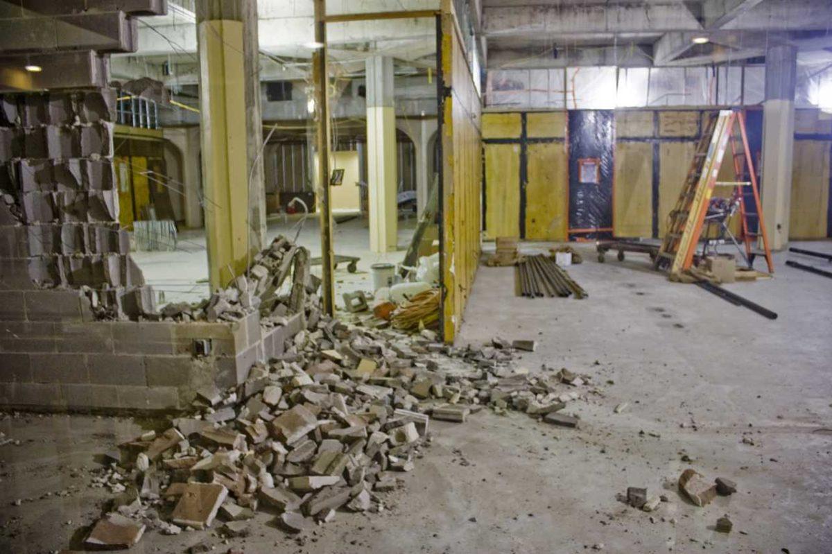 Rubble remains in the Student Union on Friday. Phase I is almost complete, and construction has kicked off for Phase II, most of which should be finished by March 2010.