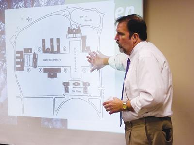 Jeff McLain, LSU Foundation vice president for development, presents the plans for the Green Tiger Project on Tuesday.