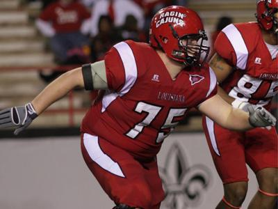 Louisiana-Lafayette senior offensive lineman Brad Bustle originally committed to play football at Southeastern but transferred to ULL and eventually earned a scholarship after walking on the team.