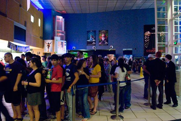 A crowd fills Rave Theater on Friday night waiting to be let into the midnight feature of &#8220;Paranormal Activity.&#8221; Rave was one of 13 theaters in the nation to premiere the film. which started as a limited release in 13 theaters in the nation, Rave Theaters included. The movie is now getting a nationwide release due to its unexpected success.