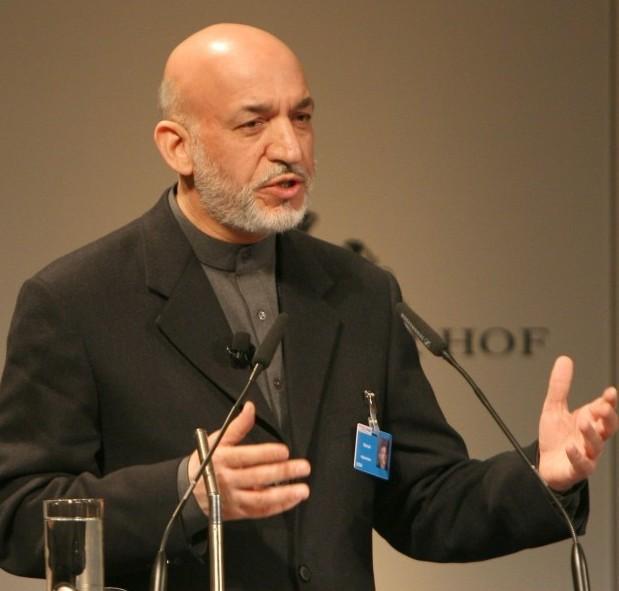 45th Munich Security Conference 2009: Hamid Karzai, President of the Islamic Repubic of Afghanistan, during his speech on Sunday morning.
 