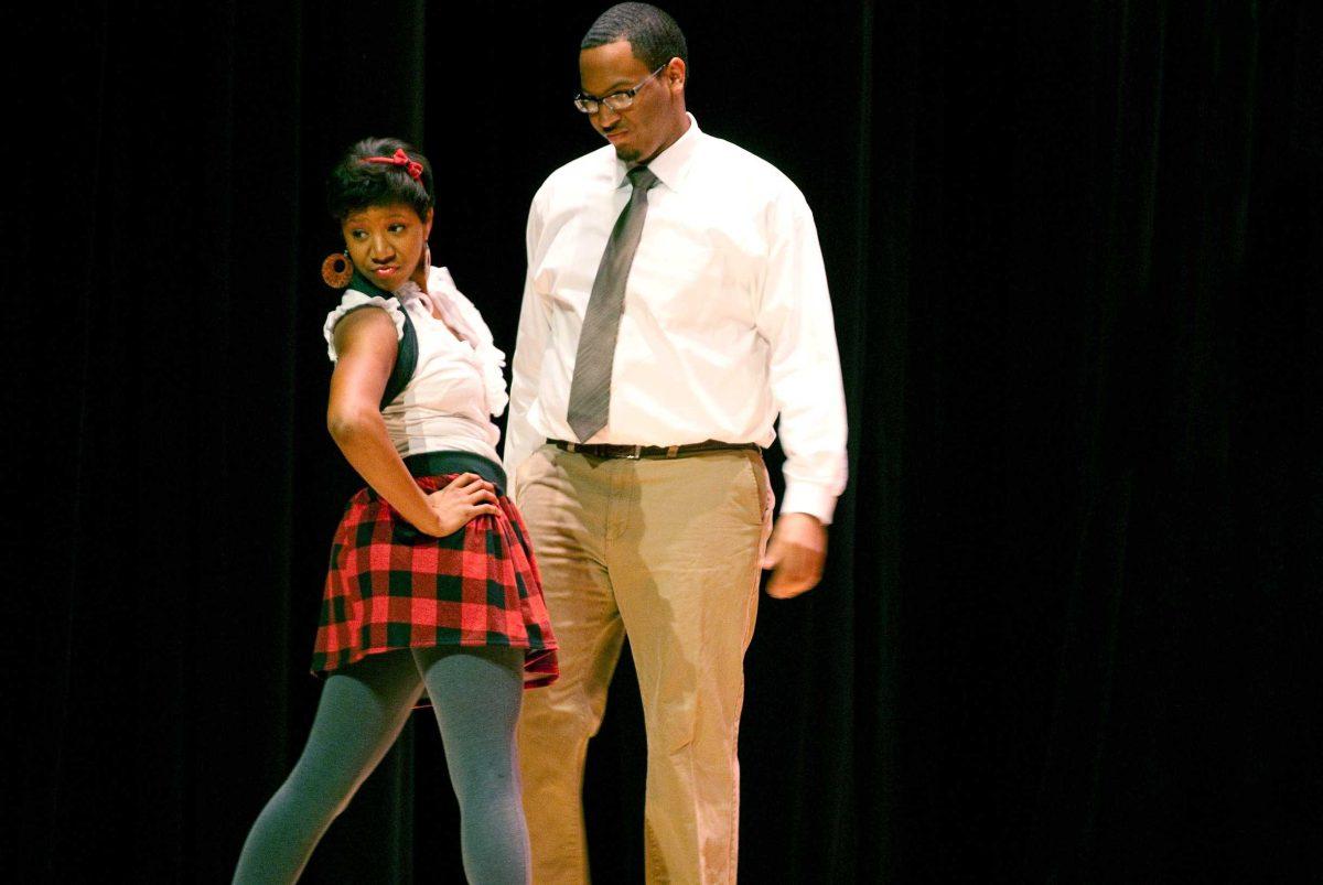 Stephanie Brewer and Marcus Sylvas, both finance majors, dance on Feb. 18 for the Imani Pageant. Winners of the pageant received a $300 scholarship.