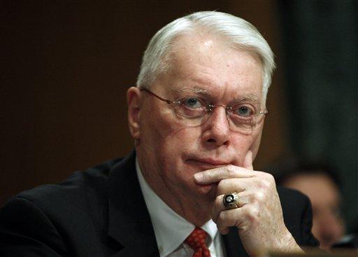 FILE - In a Thursday, Dec. 17, 2009 file photo, Sen. Jim Bunning, R-KY., listens during a Committee on Banking, Housing and Urban Affairs executive session on Capitol Hill in Washington. Bunning on Tuesday, March 2, 2010 again blocked the Senate from extending unemployment benefits and health insurance subsidies for the jobless.