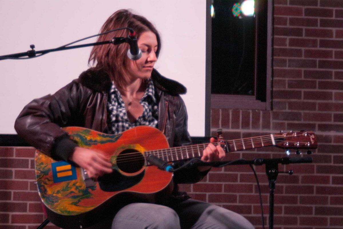 Scottie Thomas sings and plays acoustic guitar at the Women in the Performing Arts Night on Wednesday. The LSU Women&#8217;s Center sponsored the event.