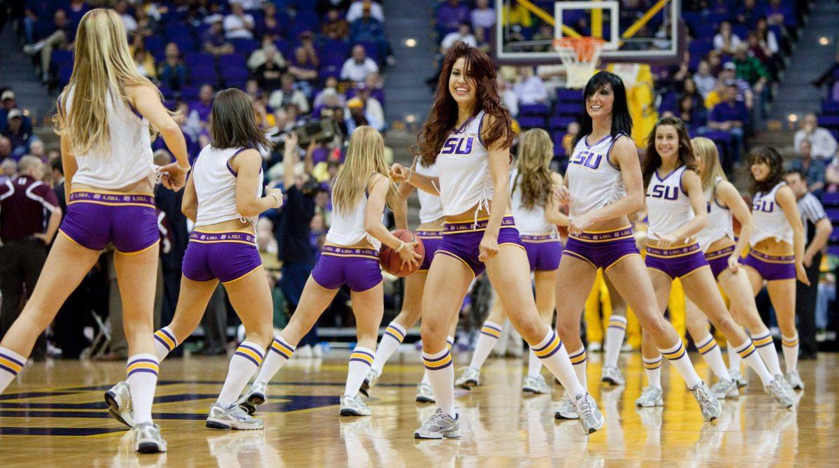 The LSU Tiger Girls perform during a timeout Feb. 20 at the LSU-Mississippi State men&#8217;s basketball game in the PMAC.