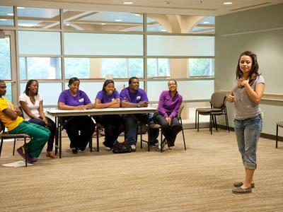 Silvia Medrano, public relations junior, auditions Tuesday for LSU&#8217;s Last Comic Standing. The selected comedians will perform May 4 at Last Comic Standing.