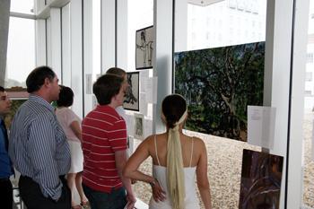 Patrons survey art and place bids during last year&#8217;s Arts Serving Art silent auction at the Shaw Center sponsored by the Honors College FOCUS organization.