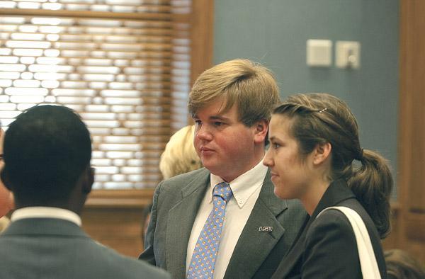 Student Government President J Hudson and Vice President Dani Borel attend a legislative session discussing Gov. Bobby Jindal&#8217;s LA Grad Act on Thursday.