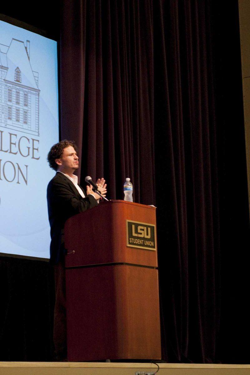 Former Pulitzer Prize finalist Dave Eggers spoke at the Honors Convocation on Wednesday night in the Student Union about his book &#8220;Zeitoun.&#8221;