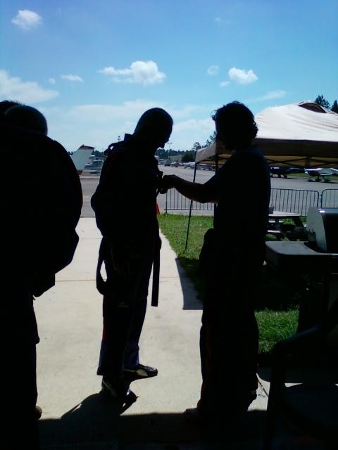 A skydiver is suited up for the jump at Skydive N'awlins.