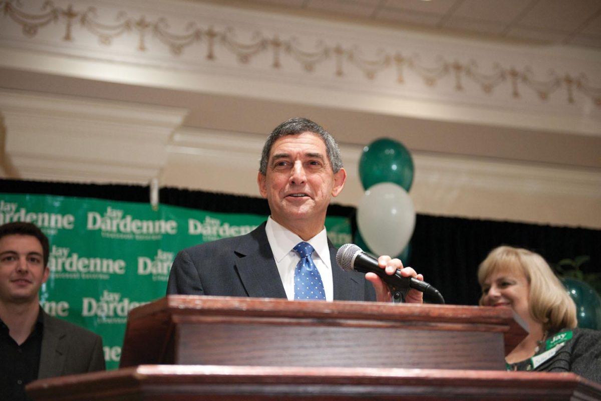 Secretary of State Jay Dardenne gives his acceptance speech Tuesday night at the Crown Plaza Hotel after winning the vote for lieutenant governor.