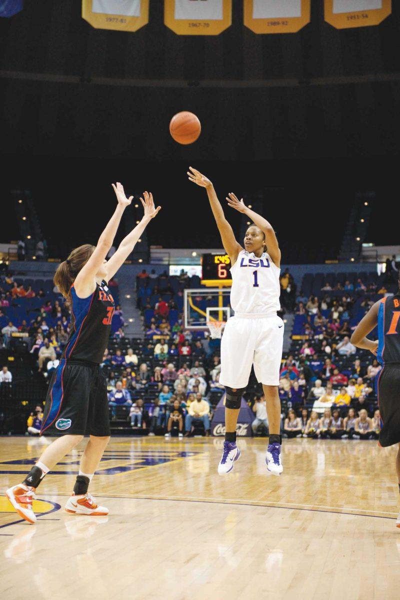 Senior guard Katherine Graham attempts a jump shot during the Tigers' 72-58 win against Florida Sunday in the PMAC.