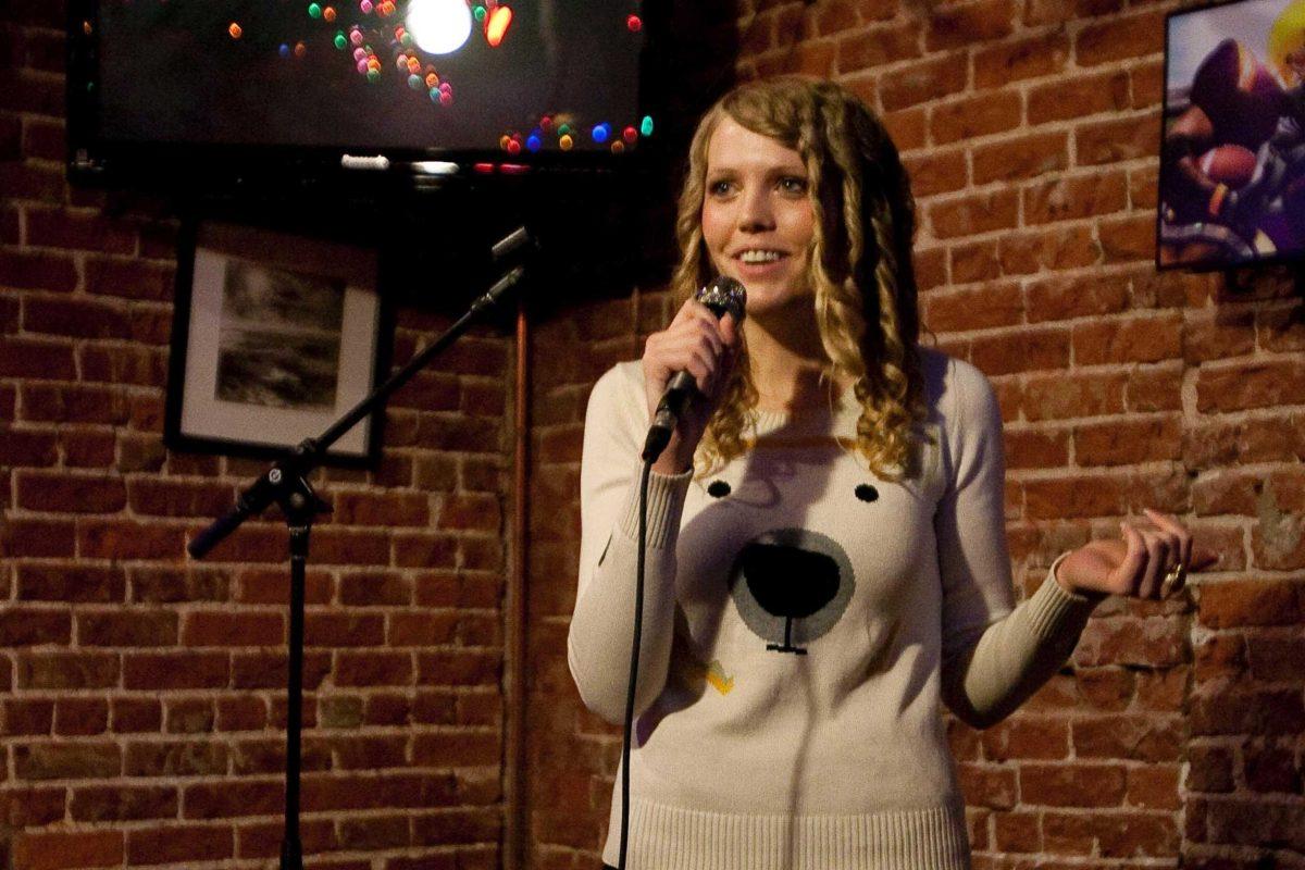 A comedian performs at Boudreaux's and Thibodeaux's for open mic night on Tuesday.