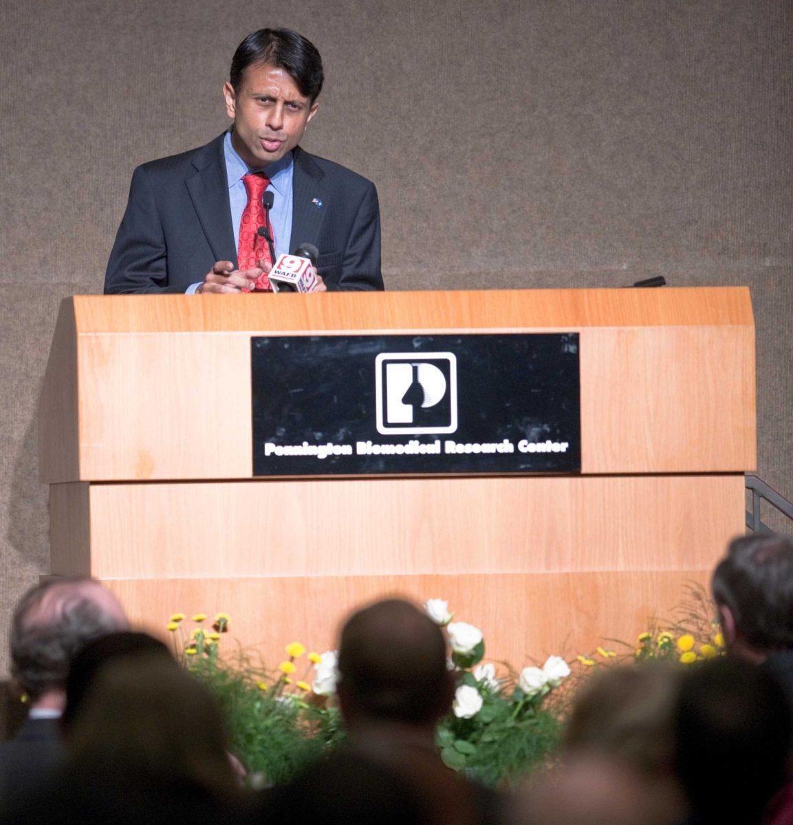 Gov. Bobby Jindal speaks Monday, Jan. 31 about his legislative agenda for higher education reform at the Pennington Biomedical Research Center.