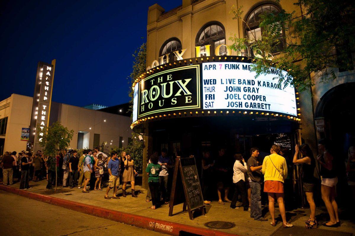 People line up Thursday night to enter The Roux House in downtown Baton Rouge as part of the Huey LongNeck Historic Pub Crawl to promote Inherit Baton Rouge.