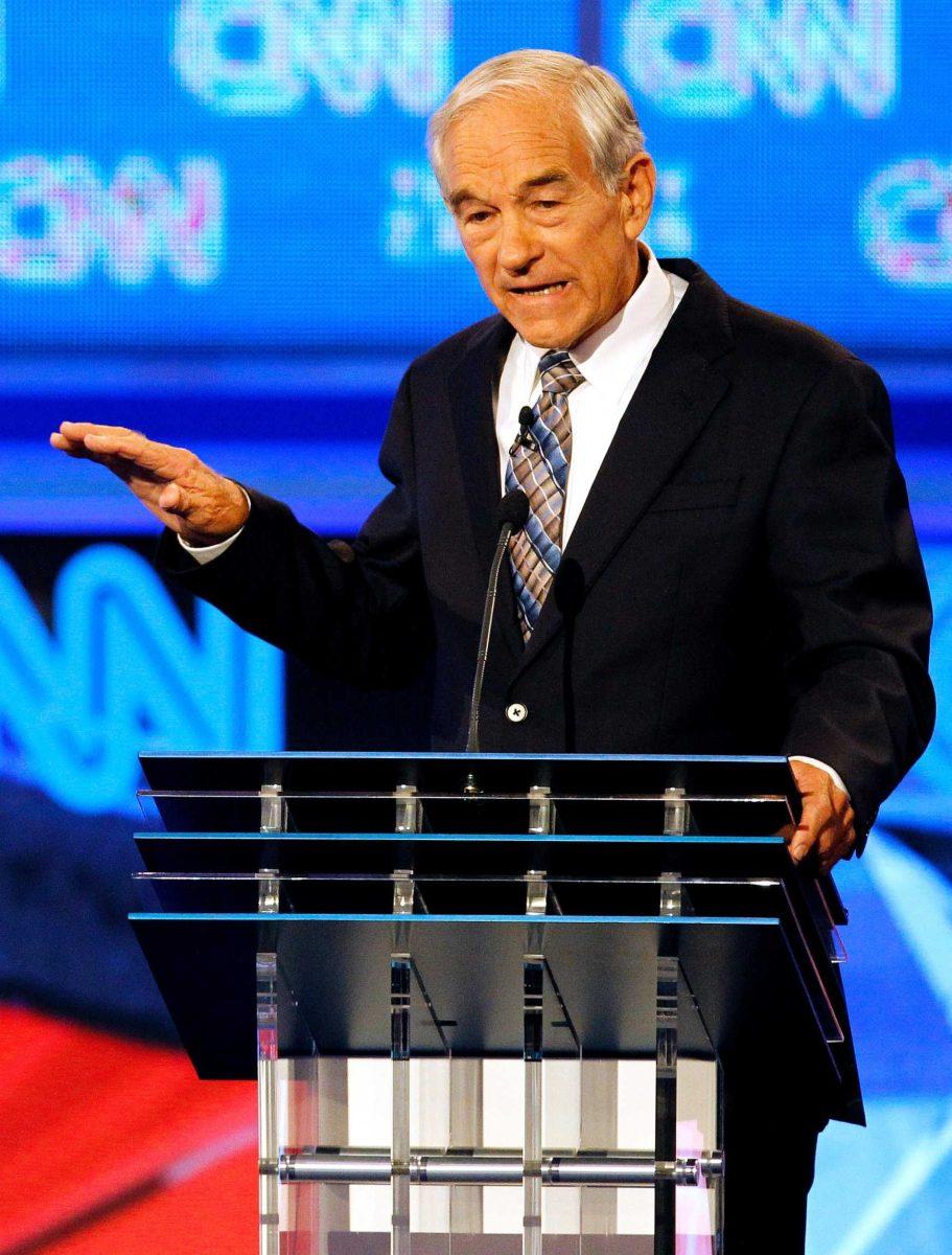 Republican presidential candidate Rep. Ron Paul, Texas, gestures during a debate Sept. 12 in Tampa, Fla.