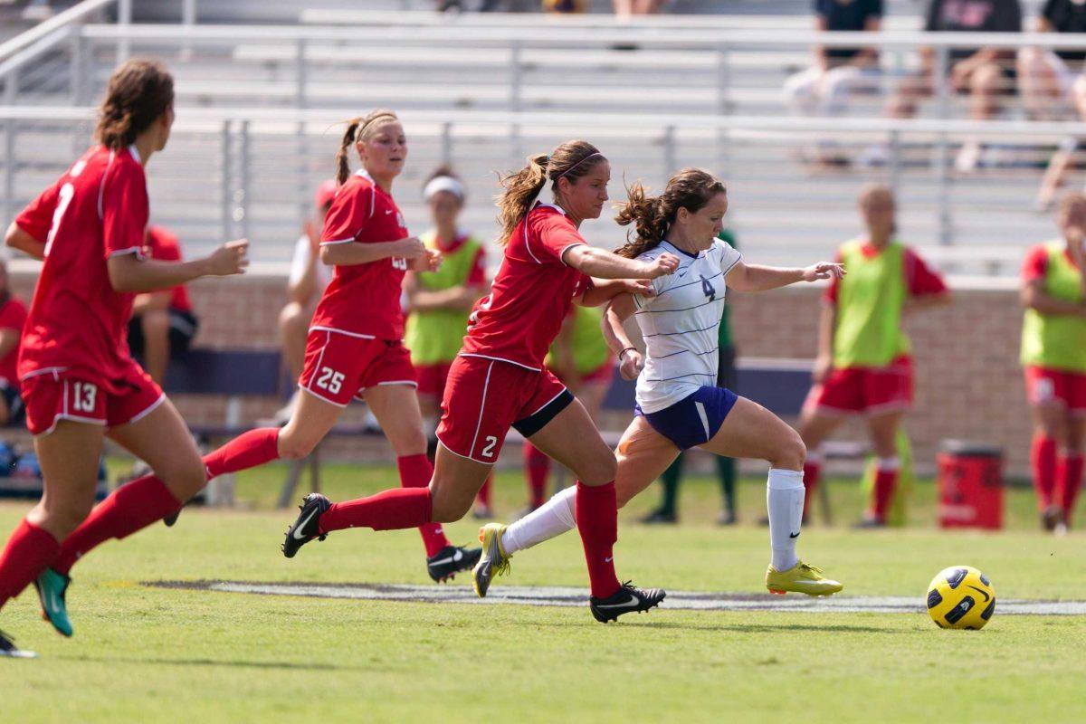 Senior midfielder (4) Allysha Chapman breaks out from the pack to score against Mississippi. The Tigers beat Mississippi 3-2 during Sunday&#8217;s game.