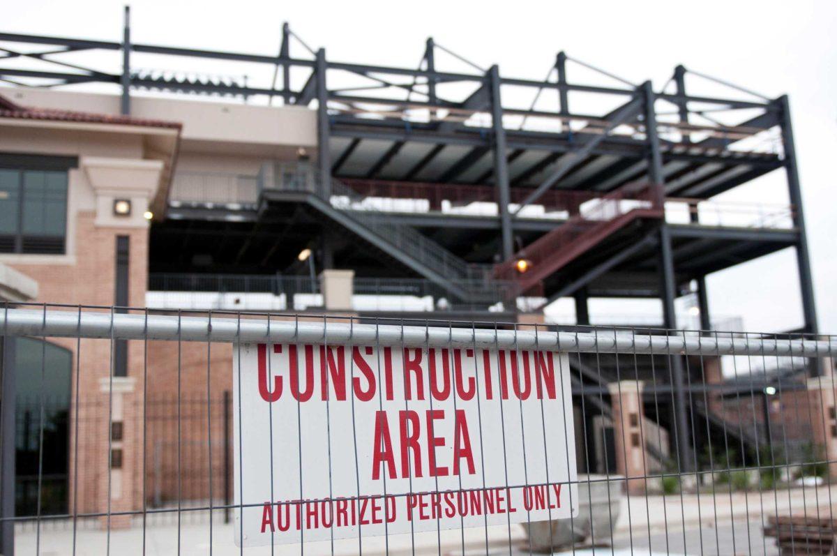 Eight suites along the first base line are under construction at Alex Box Stadium. The total capacity of the stadium will increase from 10,150 to 10,326.