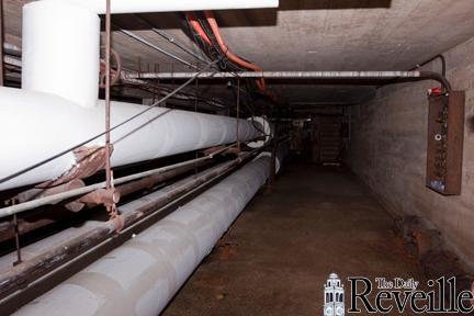 Pipes in a tunnel under the Quad carry steam power to buildings.