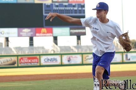 Freshman pitcher Aaron Nola pitches the ball during practice Wednesday.