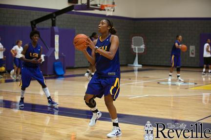 LSU freshman forward Sheila Boykin shoots the ball at an Oct. 6 practice in the LSU basketball practice facility. Boykin followed LSU coach Nikki Caldwell from UCLA.